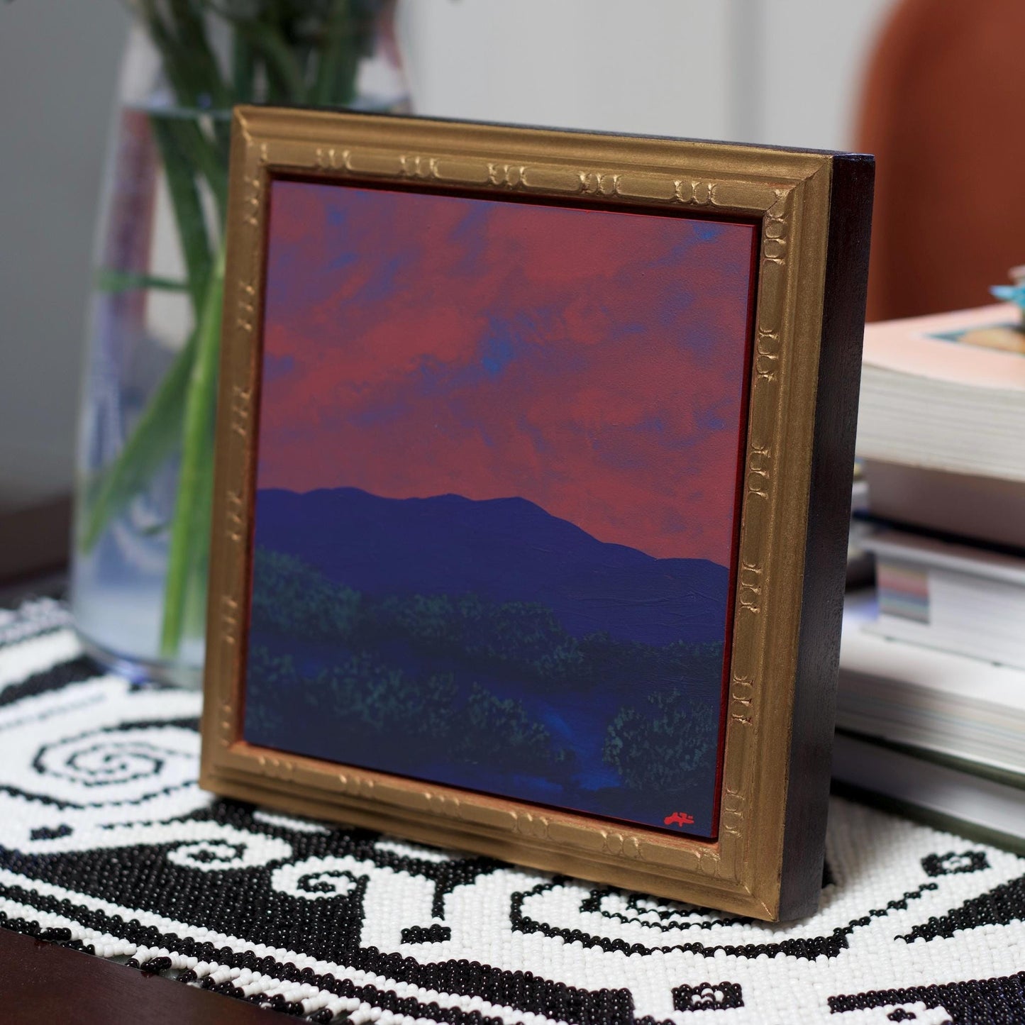 Sangre de Cristo Miniature Series 3, No.9 - 6" x 6", Original Southwestern Landscape Oil Painting in Handmade Frame