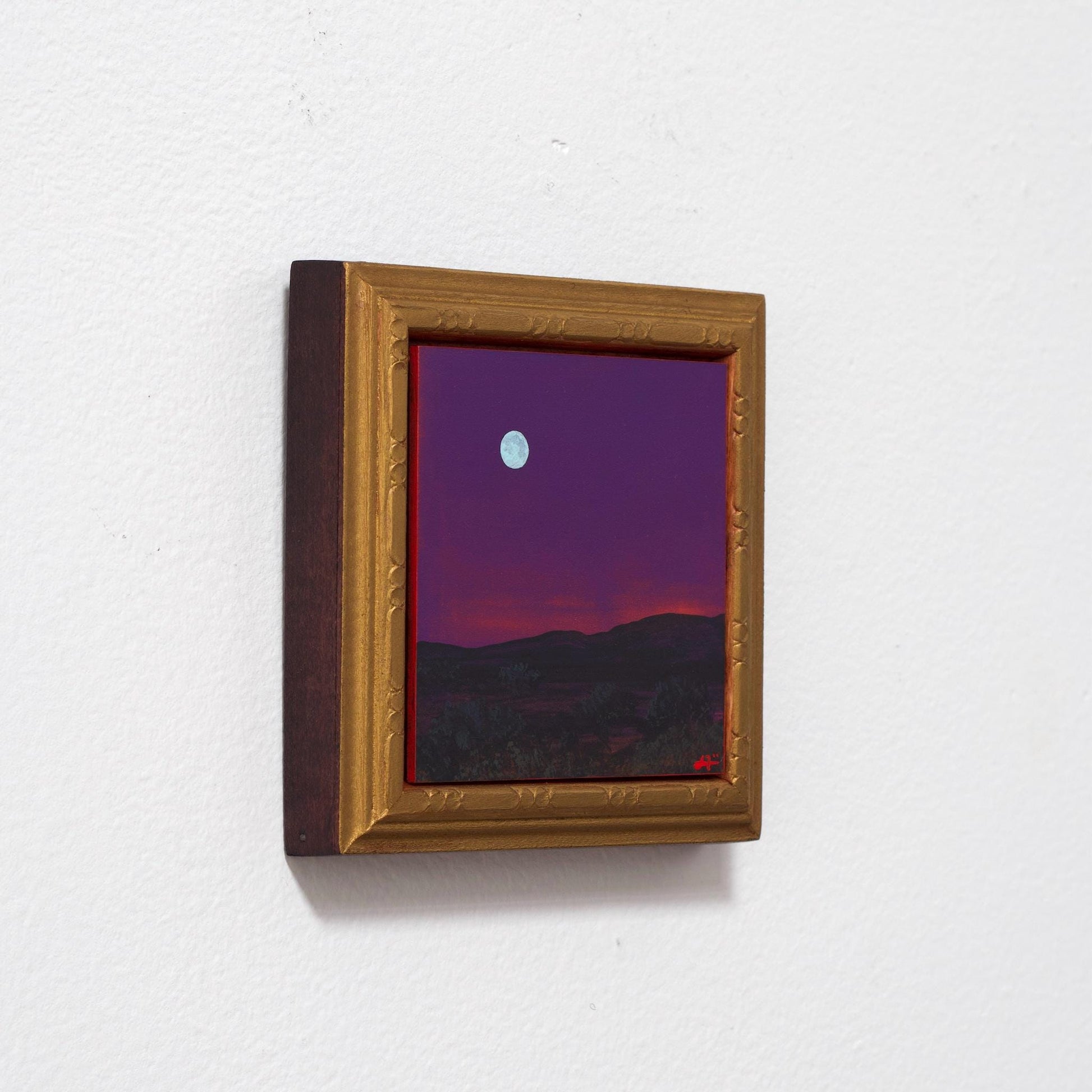 Sangre de Cristo Miniature Series 3, No.12 - 4" x 4" Southwestern Oil Painting in Handmade Frame