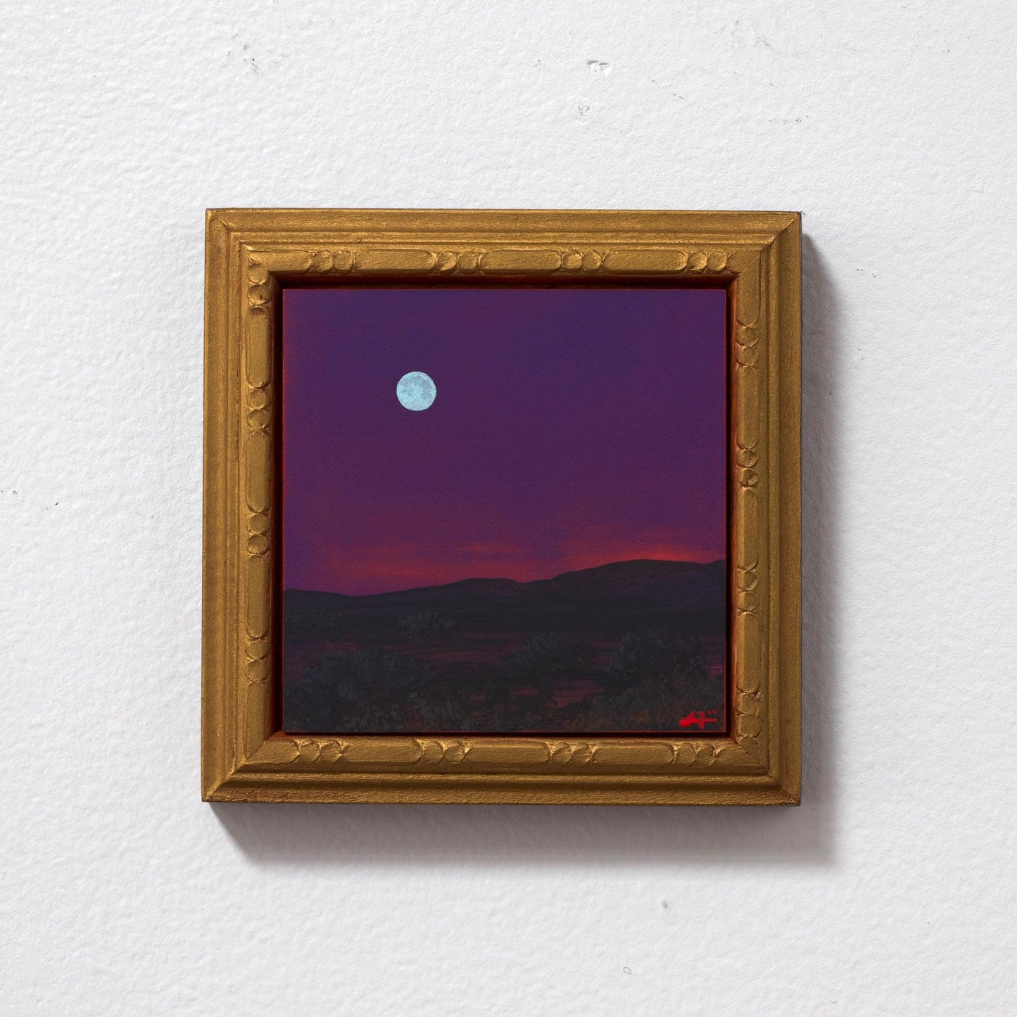 Sangre de Cristo Miniature Series 3, No.12 - 4" x 4" Southwestern Oil Painting in Handmade Frame