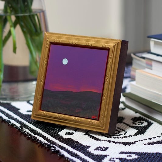 Sangre de Cristo Miniature Series 3, No.12 - 4" x 4" Southwestern Oil Painting in Handmade Frame