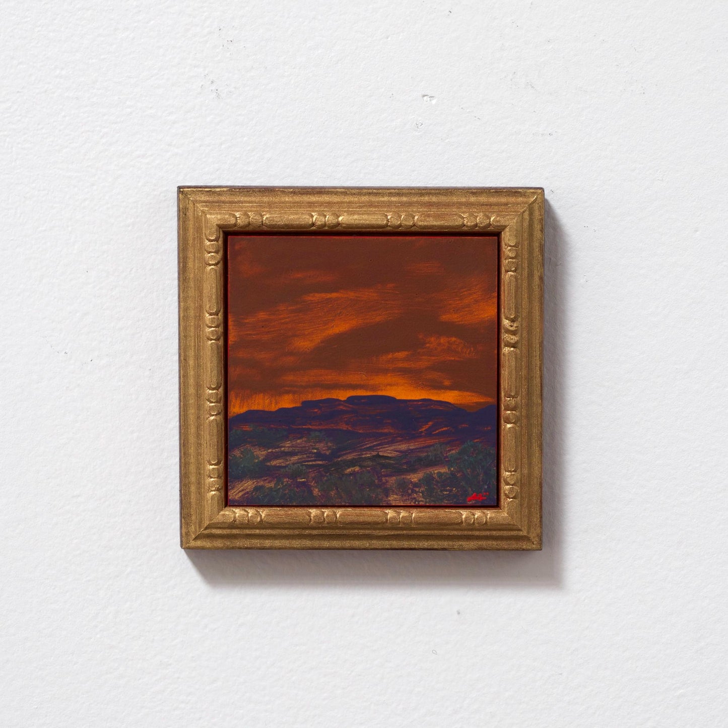 Chimayó Miniature Series 2, No.12 - 4" x 4" Southwestern Oil Painting in Handmade Frame