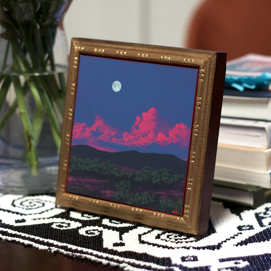 Sangre de Cristo Miniature Series 3, No.11 - 6" x 6", Original Southwestern Landscape Oil Painting in Handmade Frame