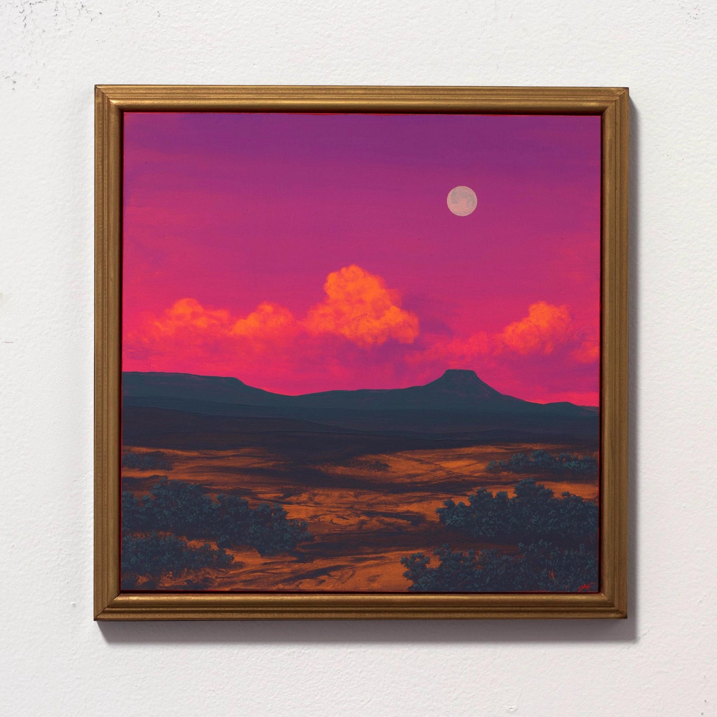 Abiquiú Series 4, No.9 - 12" x 12" Oil Painting in Handmade Frame