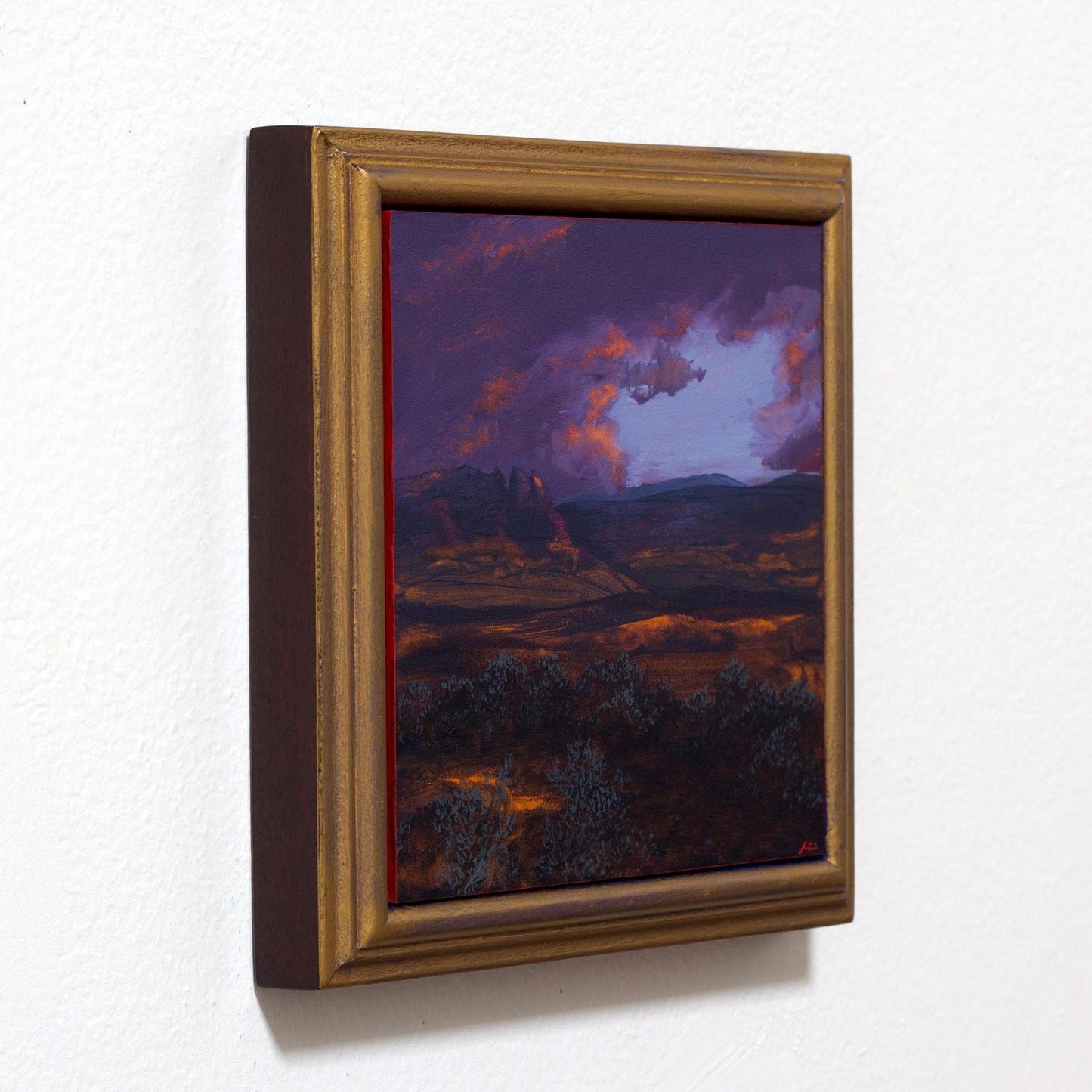 Ghost Ranch Miniature No.8 - 6" x 6", Original Southwestern Landscape Painting in Handmade Frame