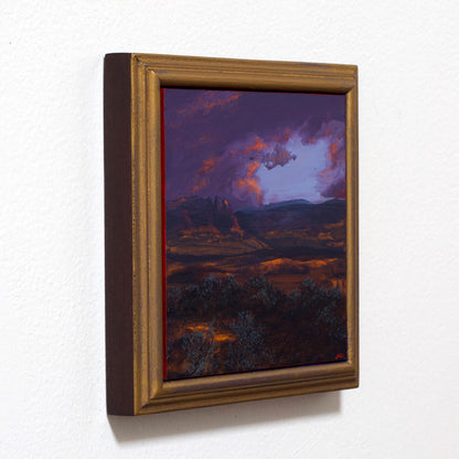 Ghost Ranch Miniature No.8 - 6" x 6", Original Southwestern Landscape Painting in Handmade Frame