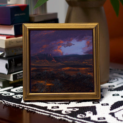 Ghost Ranch Miniature No.8 - 6" x 6", Original Southwestern Landscape Painting in Handmade Frame