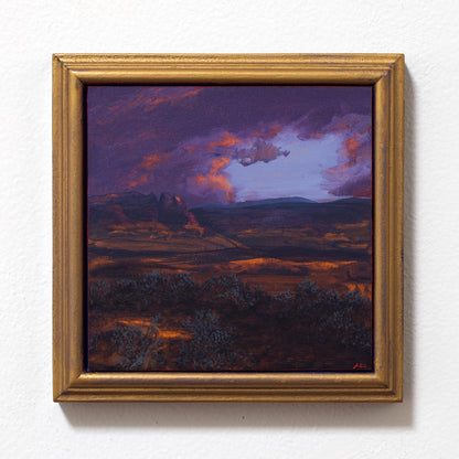 Ghost Ranch Miniature No.8 - 6" x 6", Original Southwestern Landscape Painting in Handmade Frame