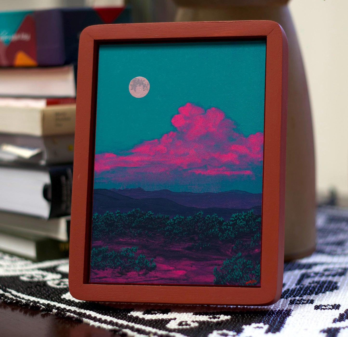Jemez Miniature Series 4, No.4 - 5" x 7", Original Southwestern Landscape Painting in Handmade Frame