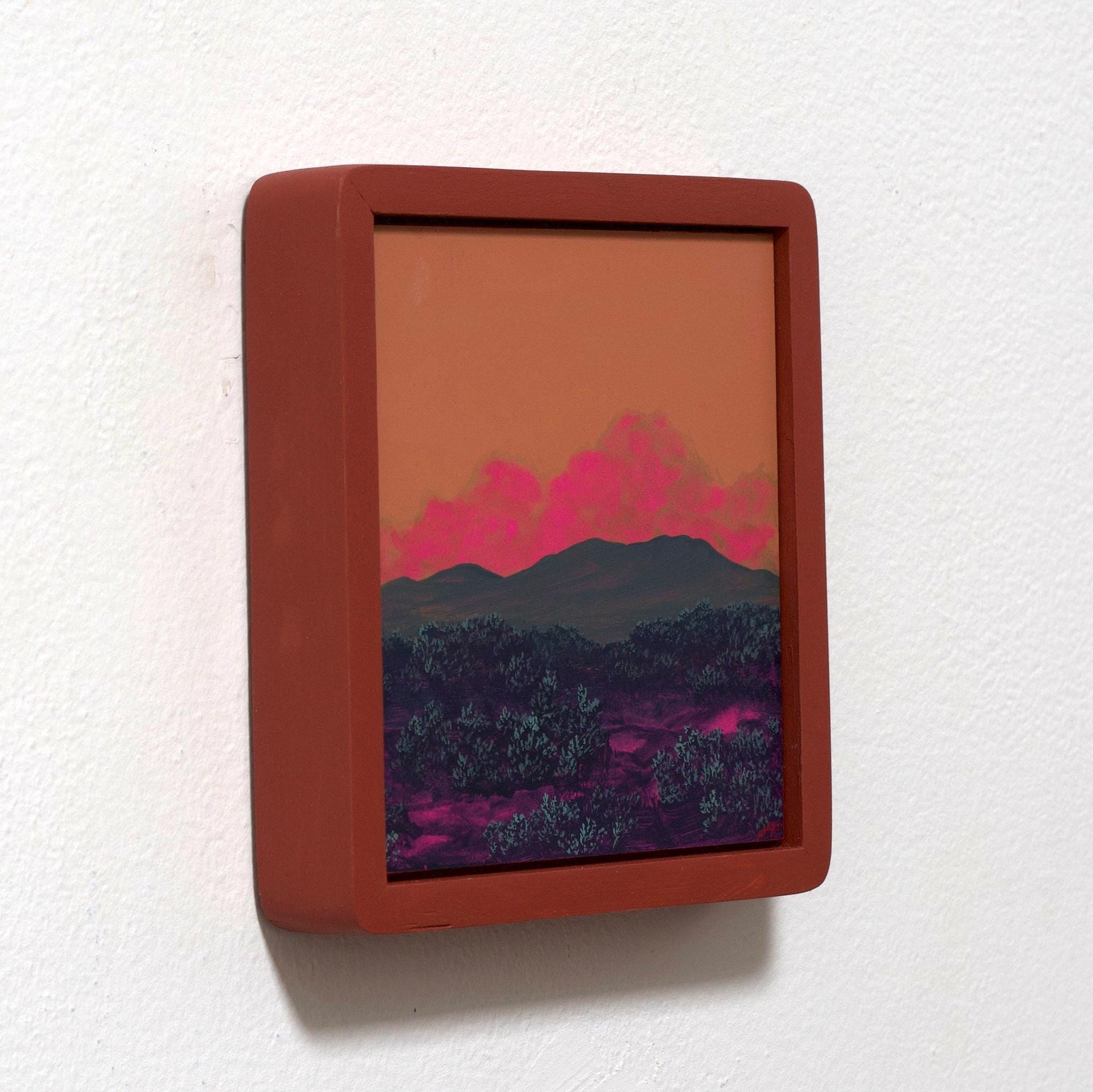 Sangre de Cristo Miniature Series 4, No.3 - 6" x 6", Original Southwestern Landscape Painting in Handmade Frame