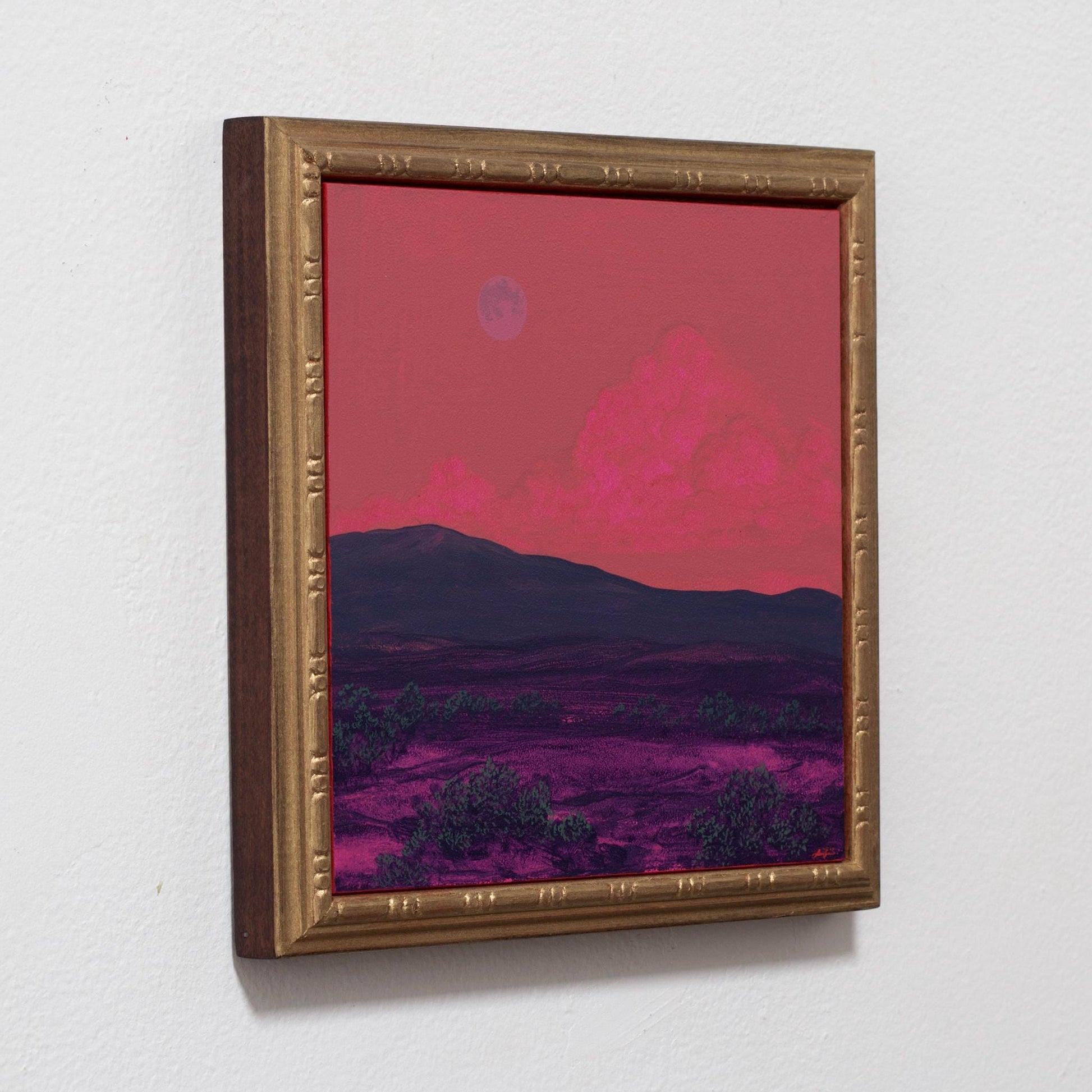 Sangre de Cristo Series 8, No.10 - 8" x 8", Original Southwestern Landscape Painting in Handmade Frame