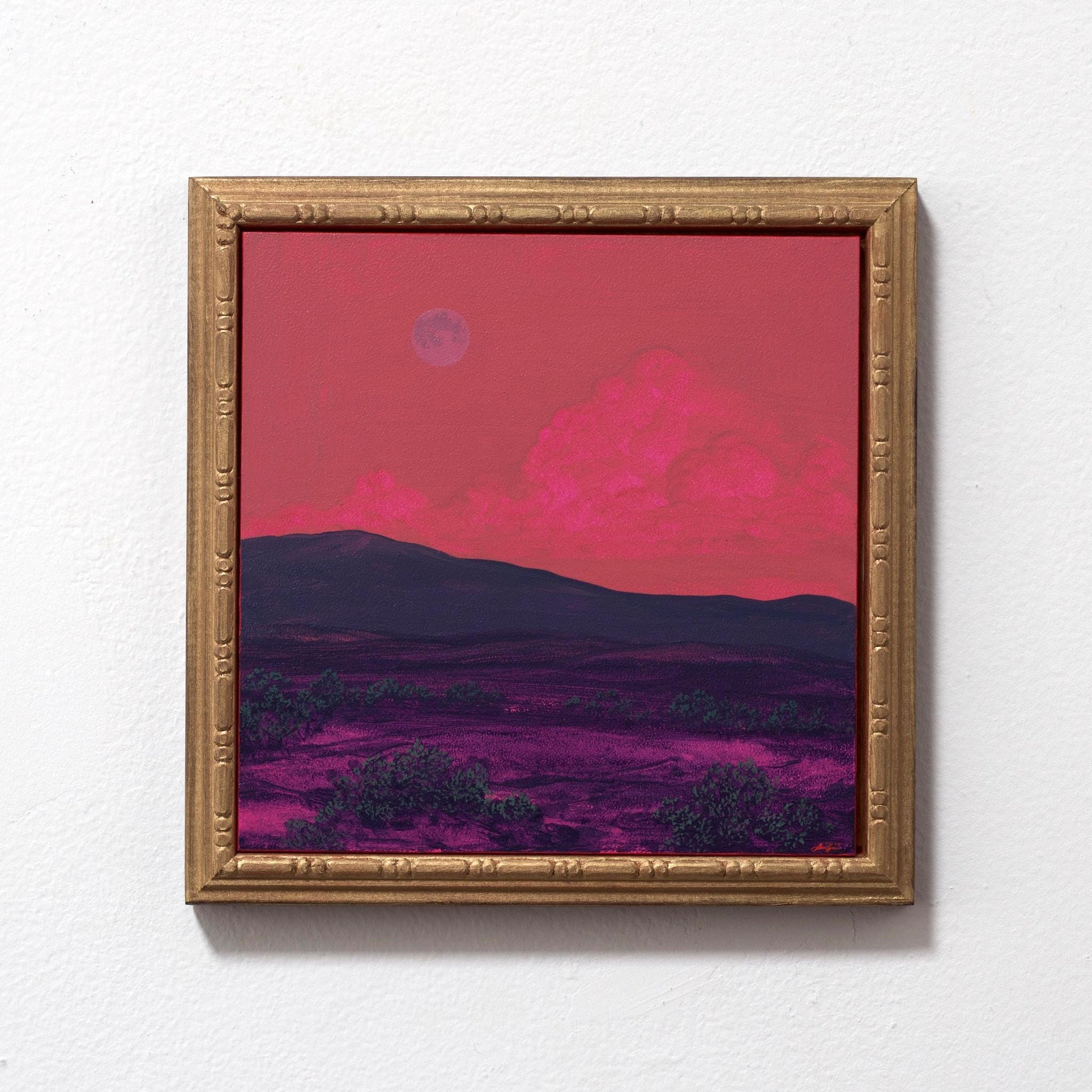 Sangre de Cristo Series 8, No.10 - 8" x 8", Original Southwestern Landscape Painting in Handmade Frame