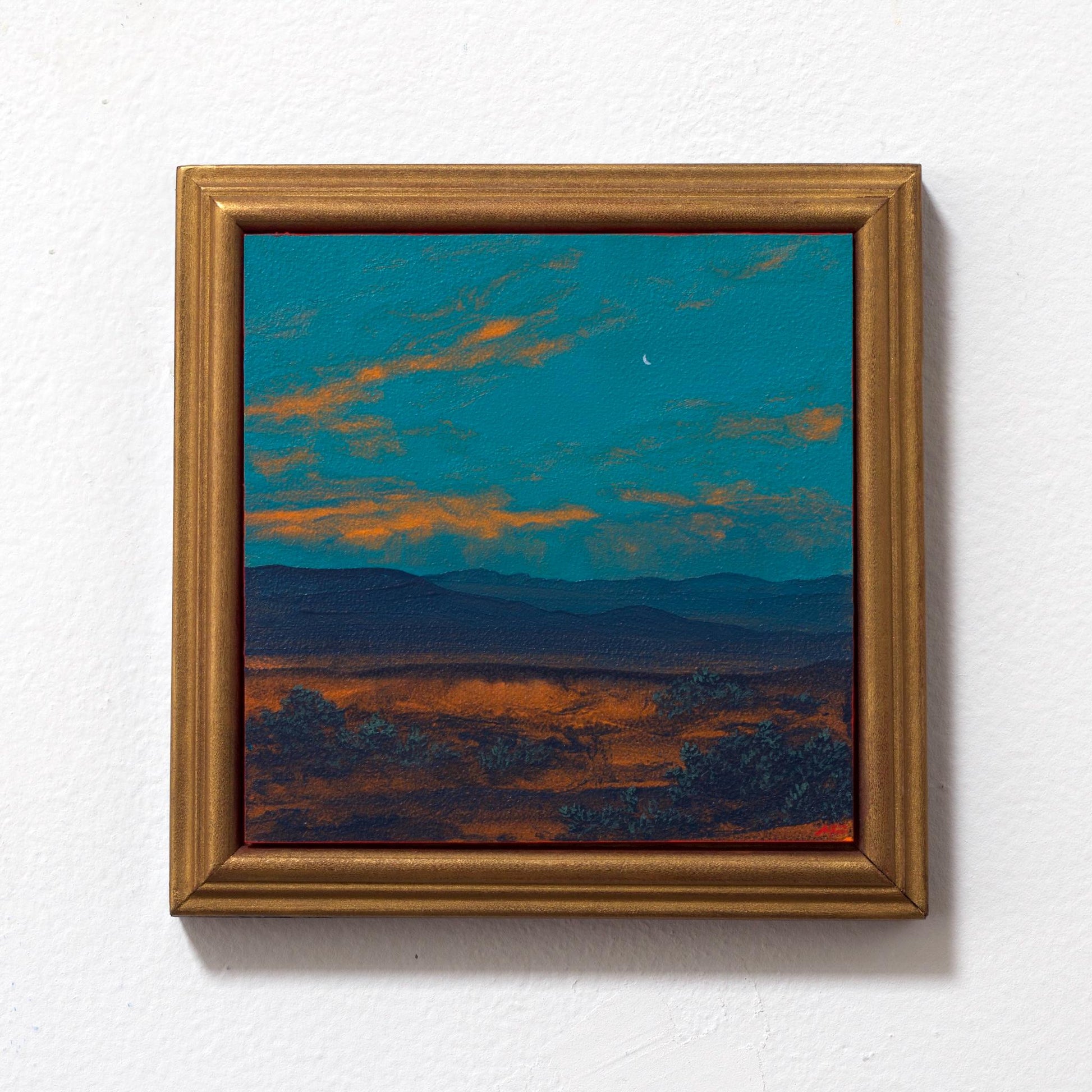 Jemez Miniature Series 4, No.5 - 6" x 6", Original Southwestern Landscape Painting in Handmade Frame