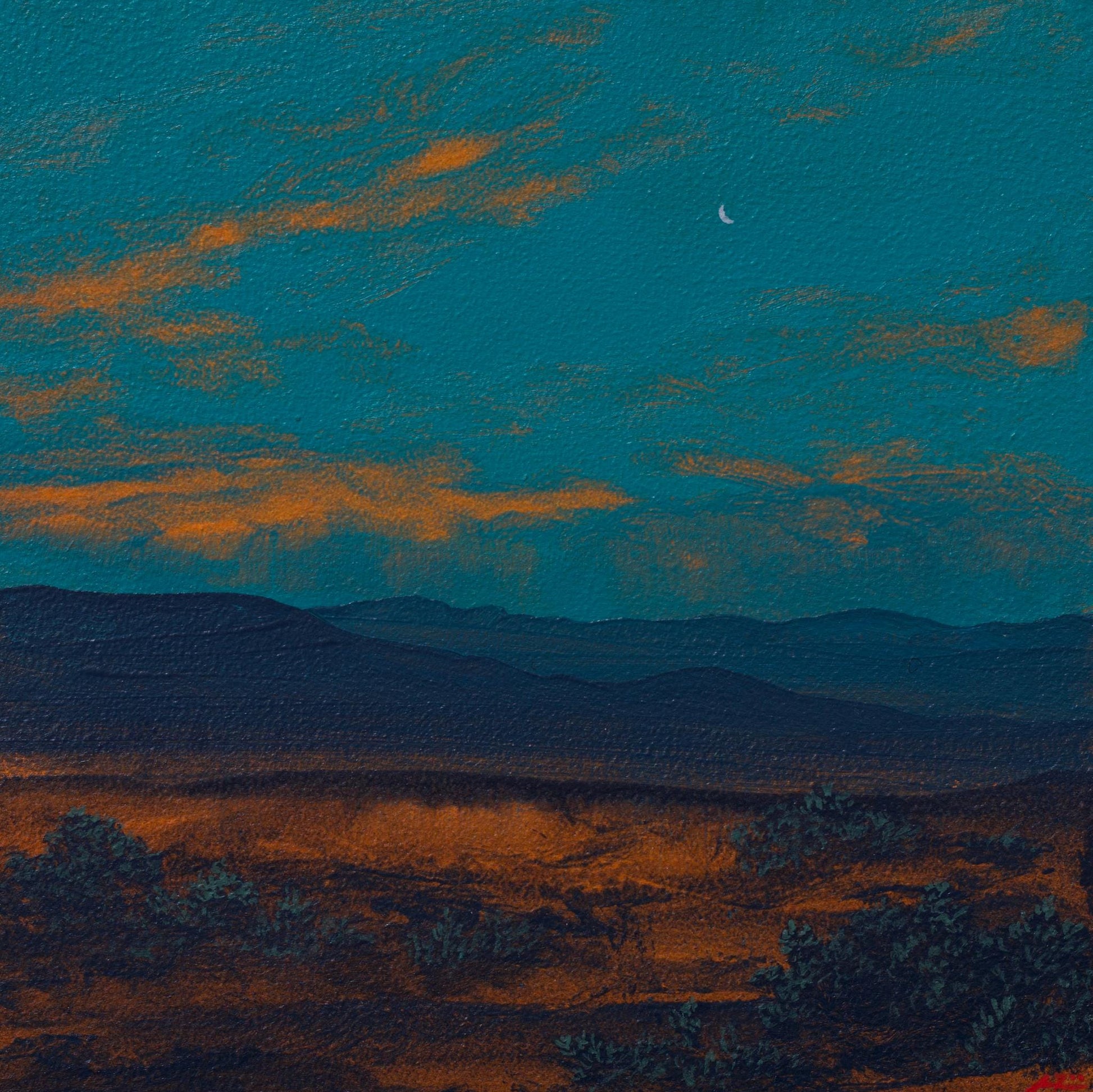 Jemez Miniature Series 4, No.5 - 6" x 6", Original Southwestern Landscape Painting in Handmade Frame