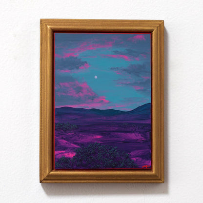 Jemez Miniature Series 4, No.6 - 5" x 7", Original Southwestern Landscape Painting in Handmade Frame