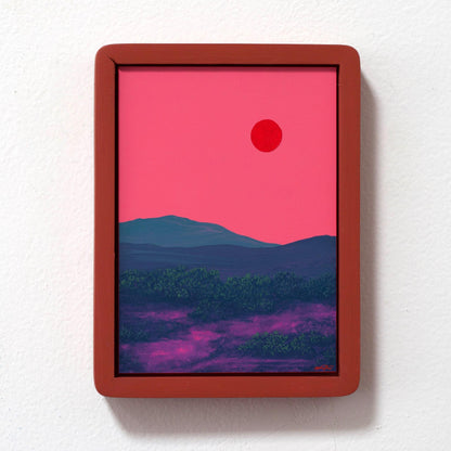 Sangre de Cristo Miniature Series 4, No.4 - 5" x 7", Original Southwestern Landscape Painting in Handmade Frame