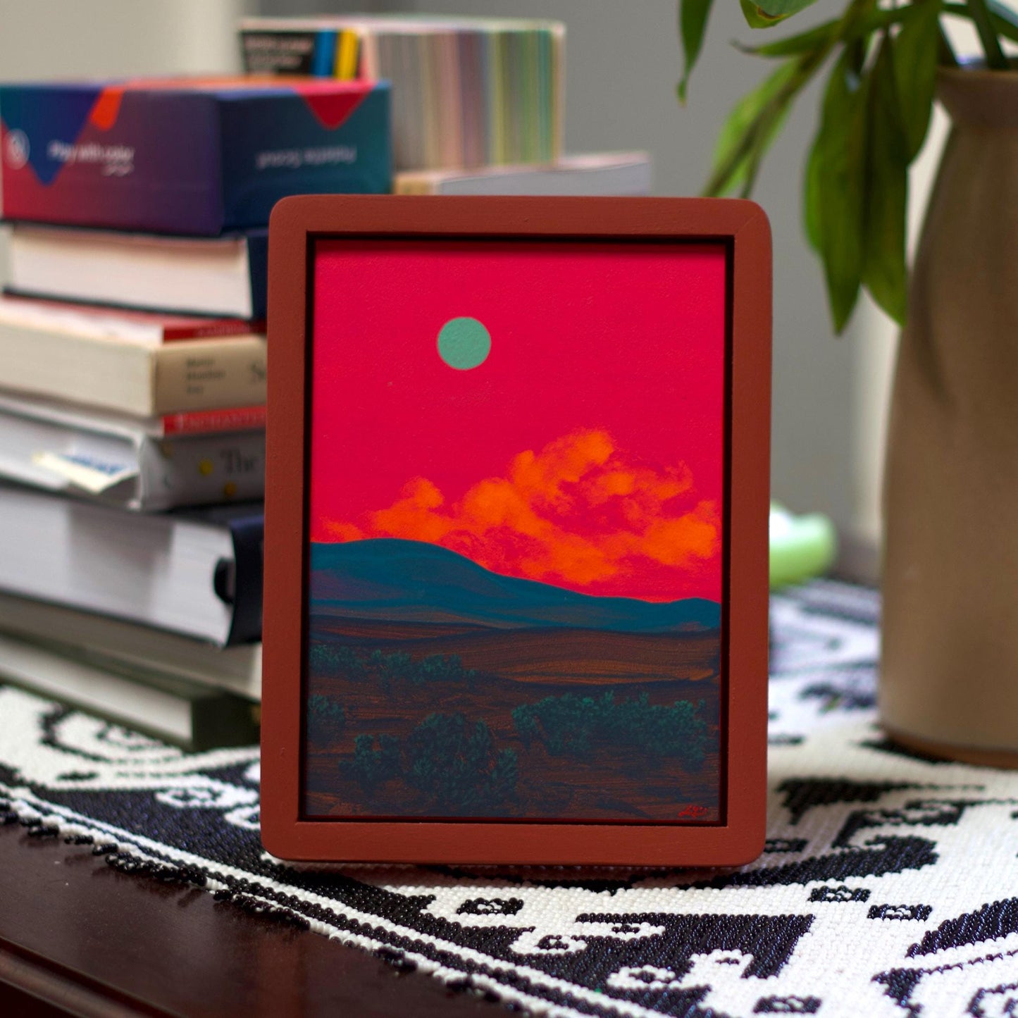 Sangre de Cristo Miniature Series 4, No.5 - 5" x 7", Original Southwestern Landscape Painting in Handmade Frame