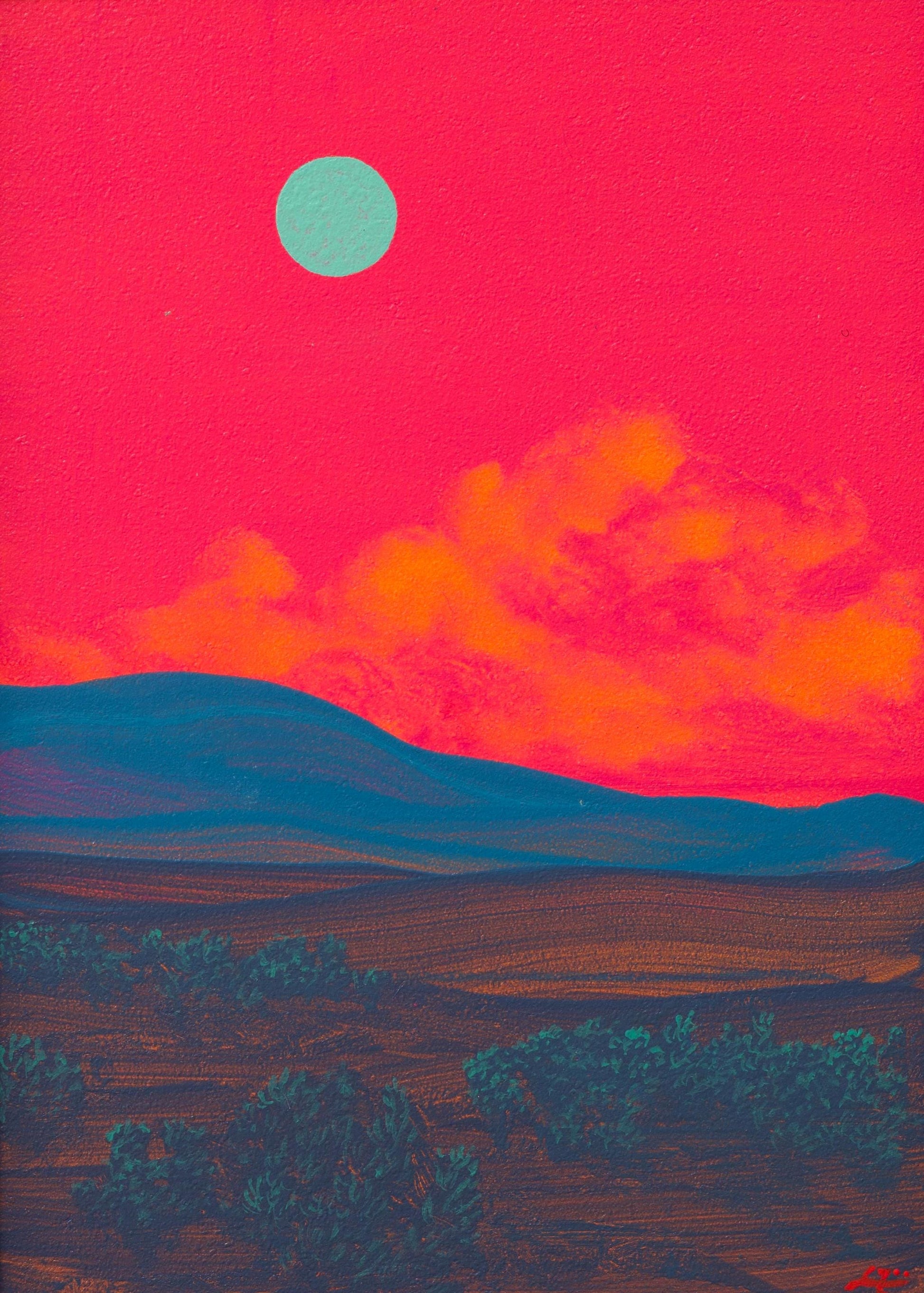 Sangre de Cristo Miniature Series 4, No.5 - 5" x 7", Original Southwestern Landscape Painting in Handmade Frame