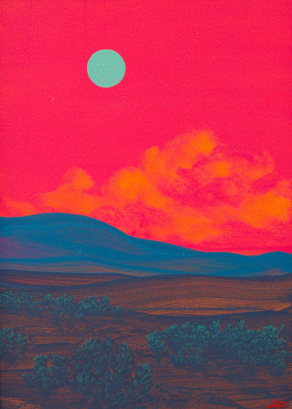 Sangre de Cristo Miniature Series 4, No.5 - 5" x 7", Original Southwestern Landscape Painting in Handmade Frame