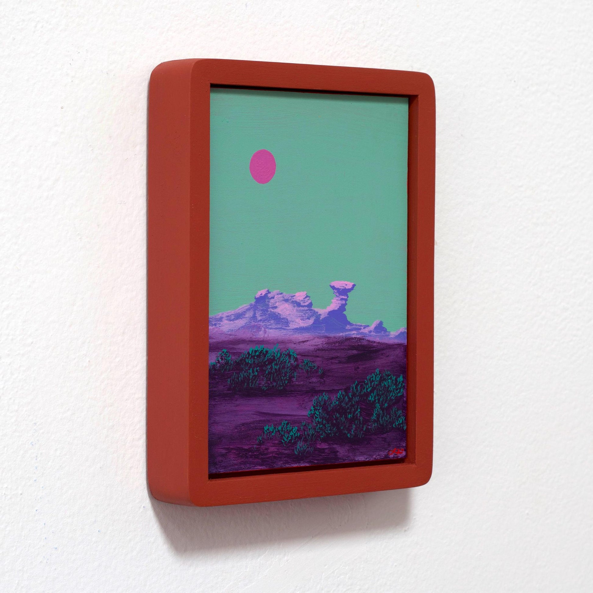 Camel Rock Miniature No.3 - 5" x 7", Original Southwestern Landscape Painting in Handmade Frame