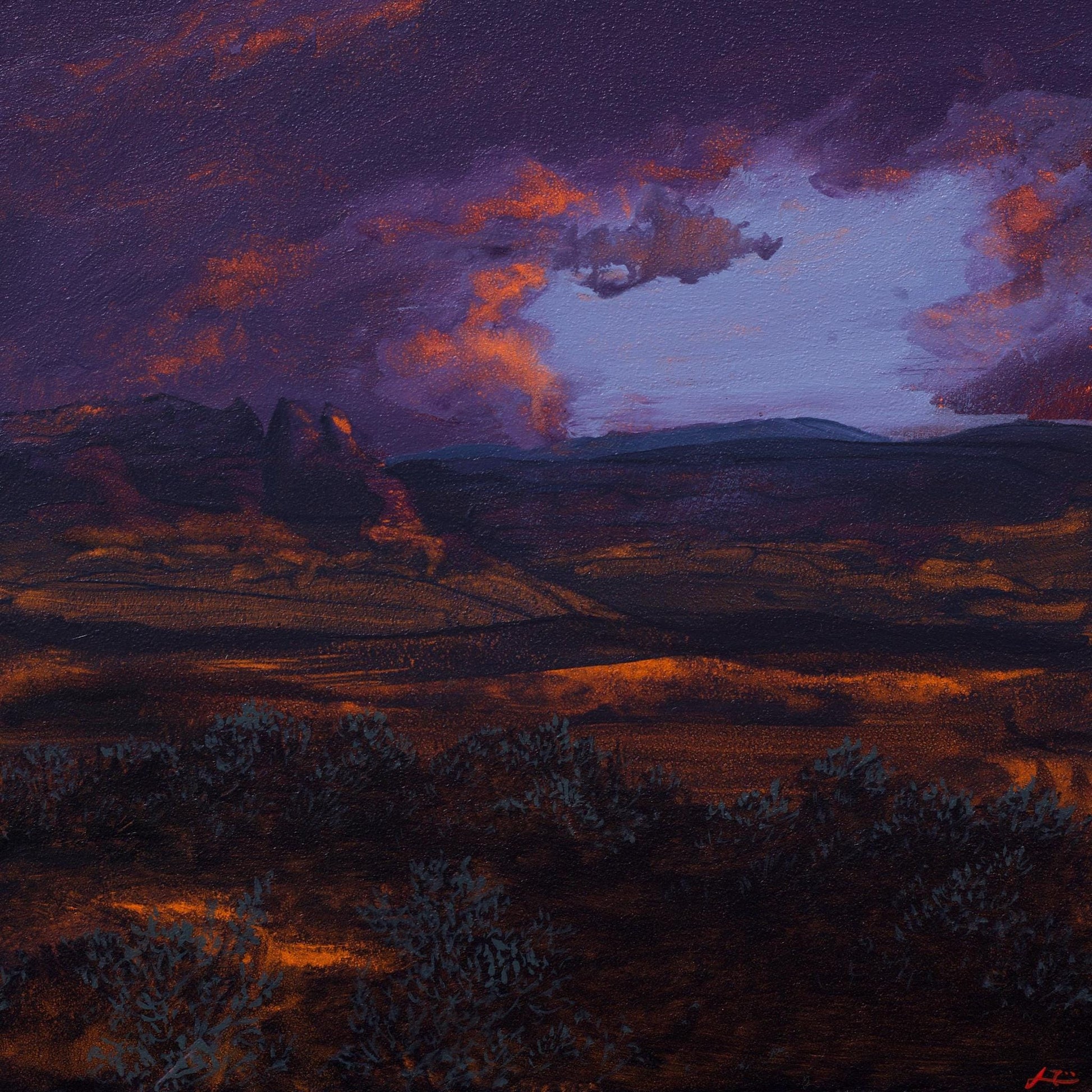 Ghost Ranch Miniature No.8 - 6" x 6", Original Southwestern Landscape Painting in Handmade Frame