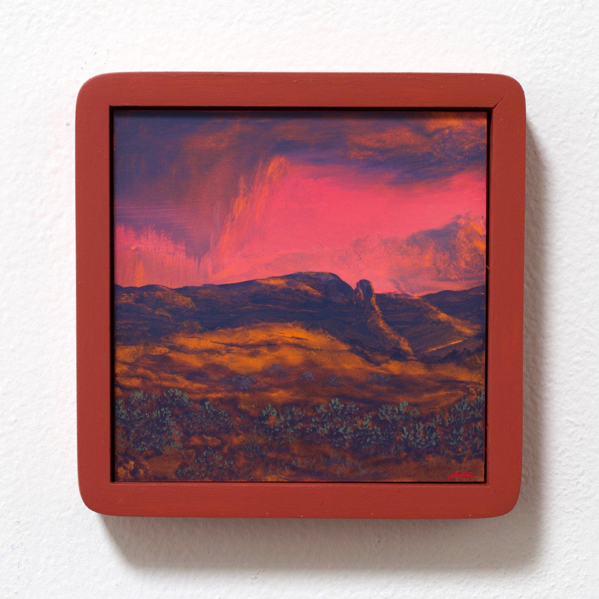 Ghost Ranch Miniature No.09 - 5" x 5", Original Southwestern Landscape Painting in Handmade Frame
