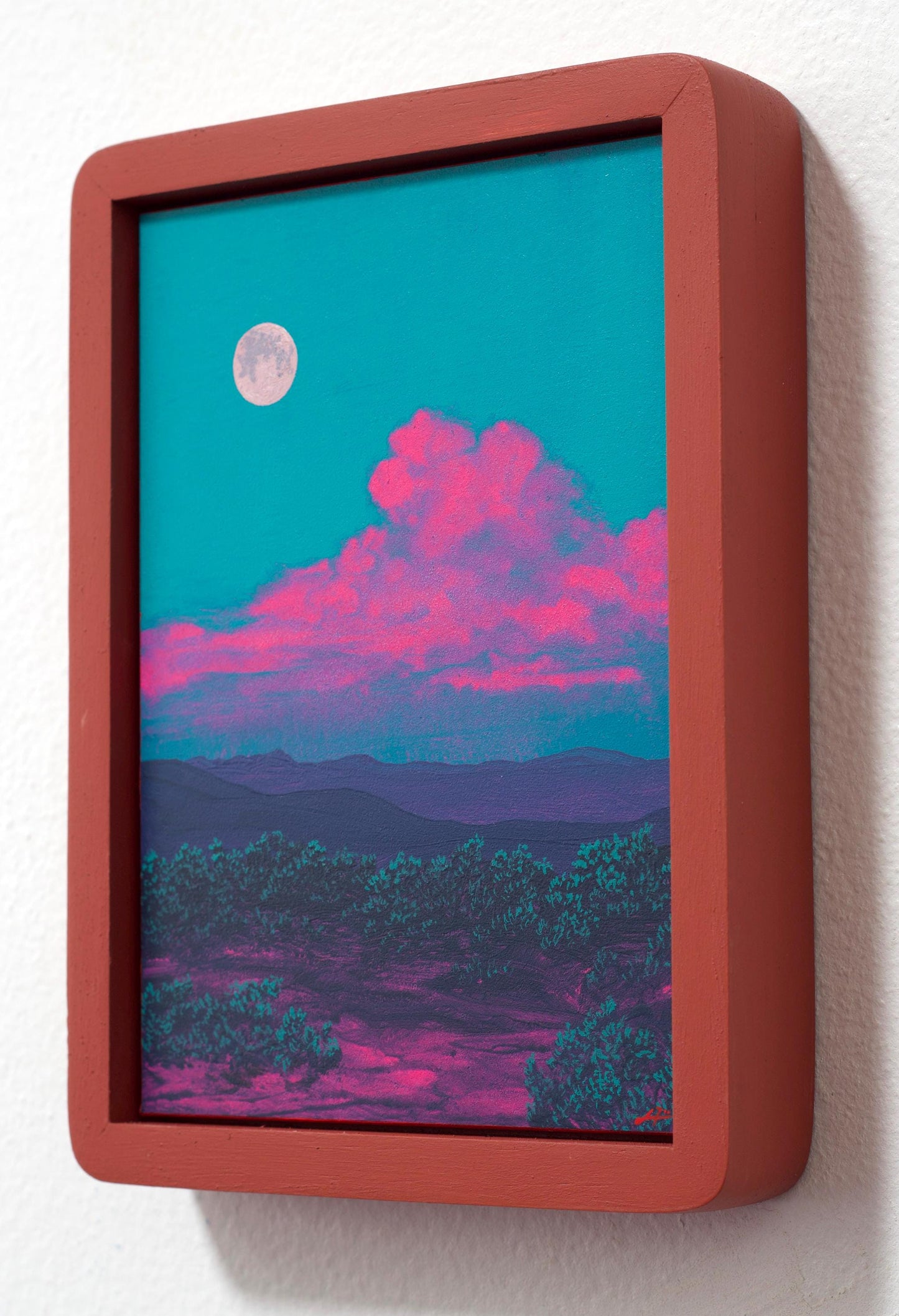 Jemez Miniature Series 4, No.4 - 5" x 7", Original Southwestern Landscape Painting in Handmade Frame