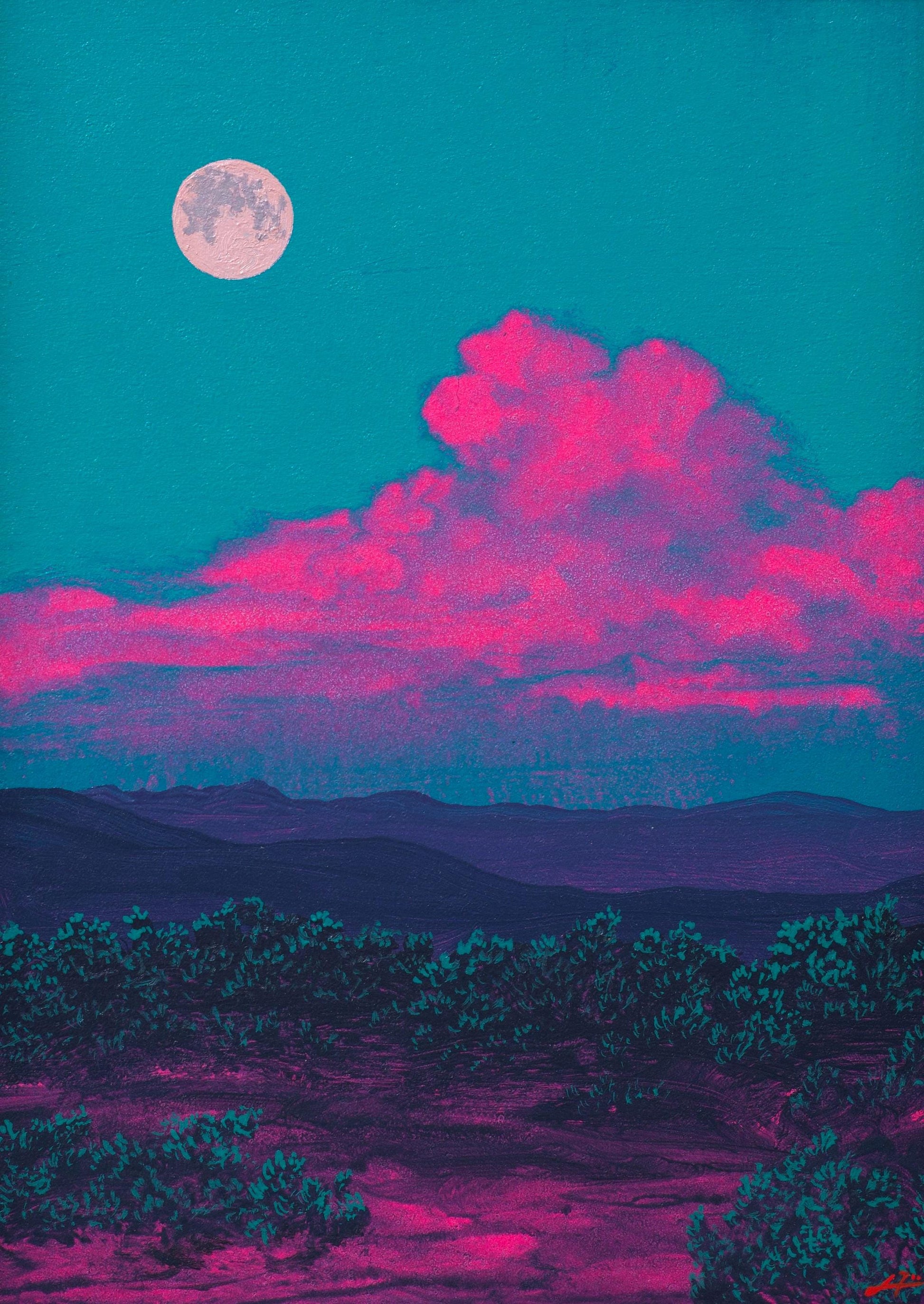 Jemez Miniature Series 4, No.4 - 5" x 7", Original Southwestern Landscape Painting in Handmade Frame