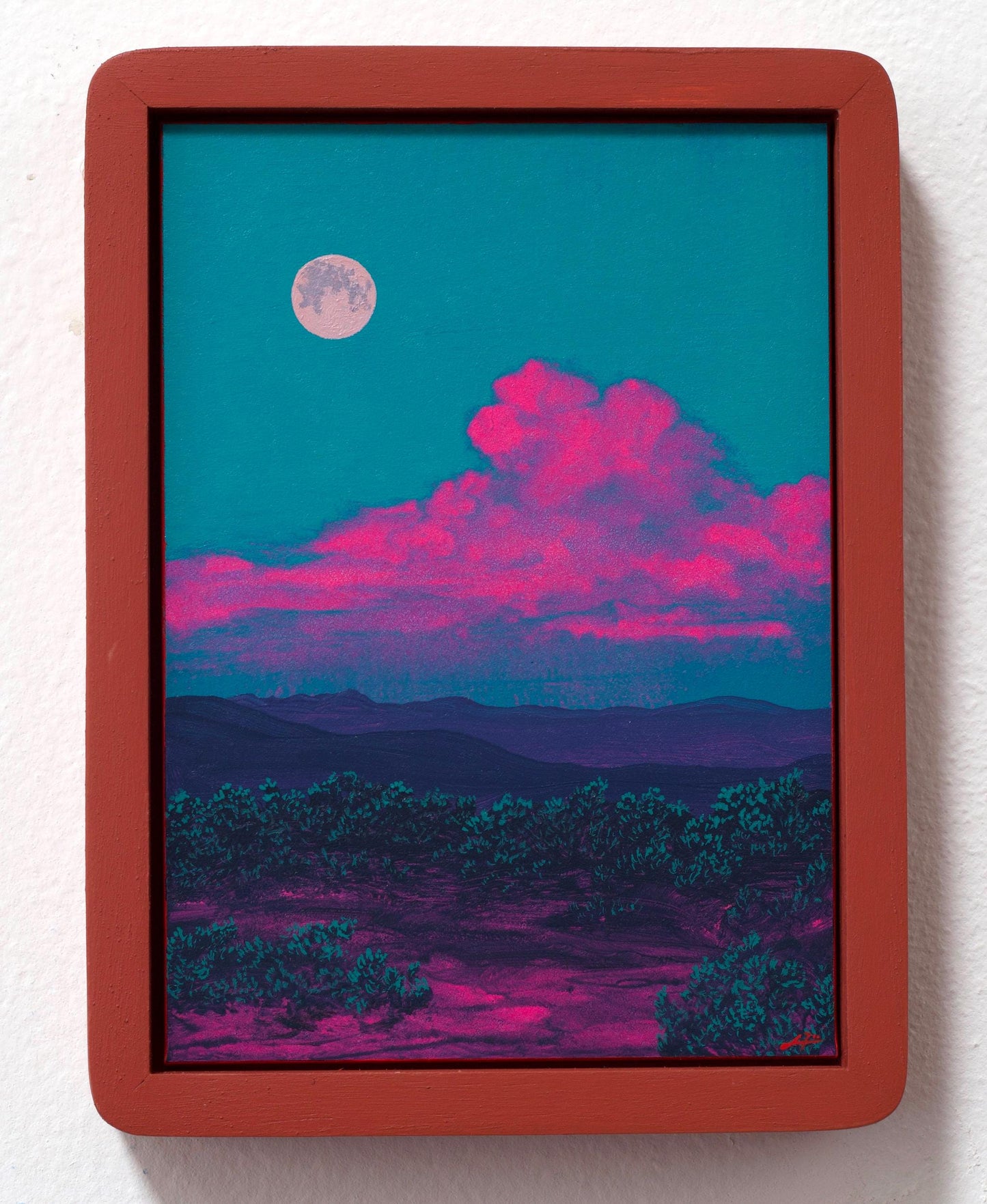 Jemez Miniature Series 4, No.4 - 5" x 7", Original Southwestern Landscape Painting in Handmade Frame