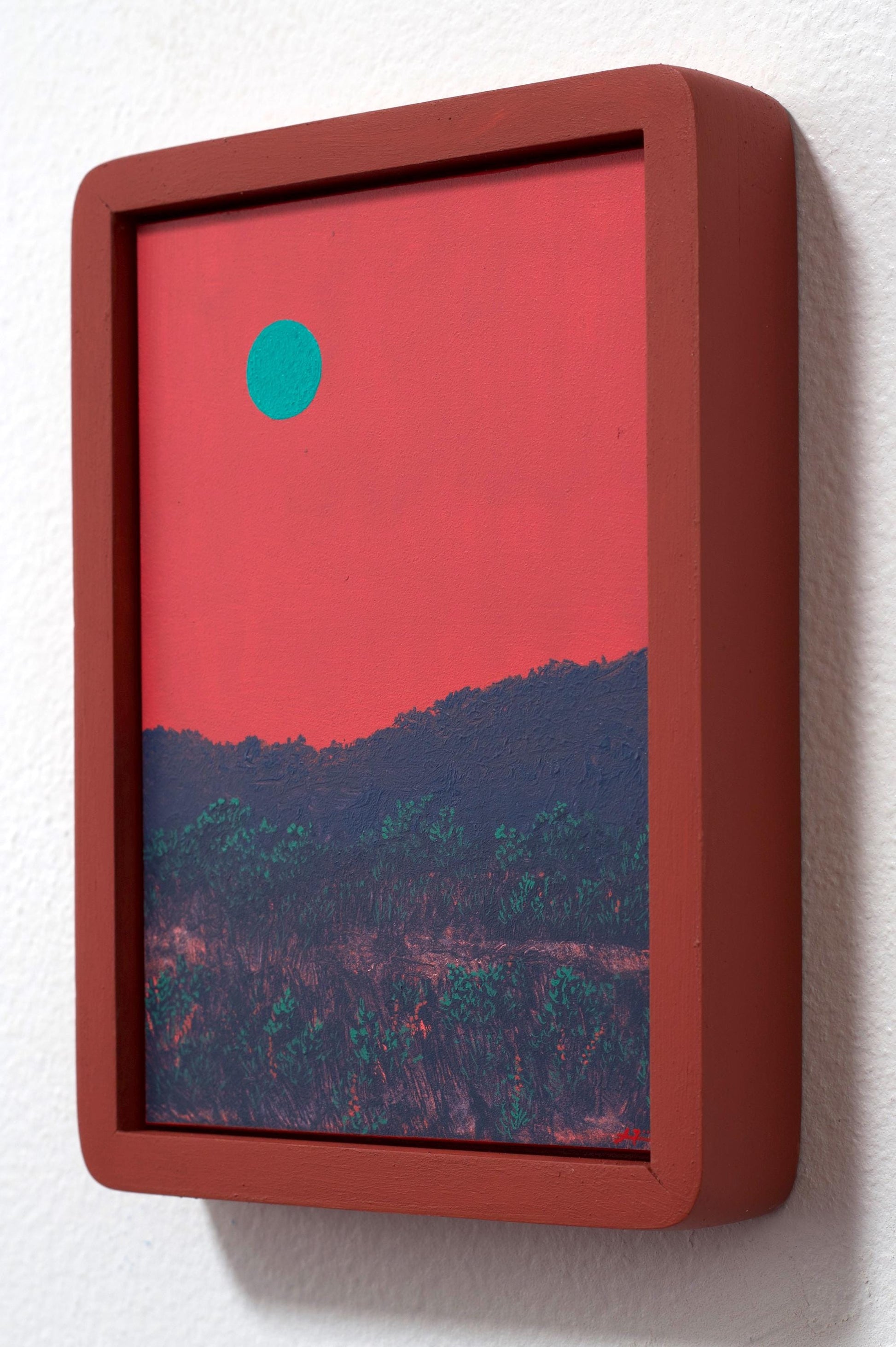 Tesuque Miniature No.5 - 5" x 7", Original Southwestern Landscape Painting in Handmade Frame
