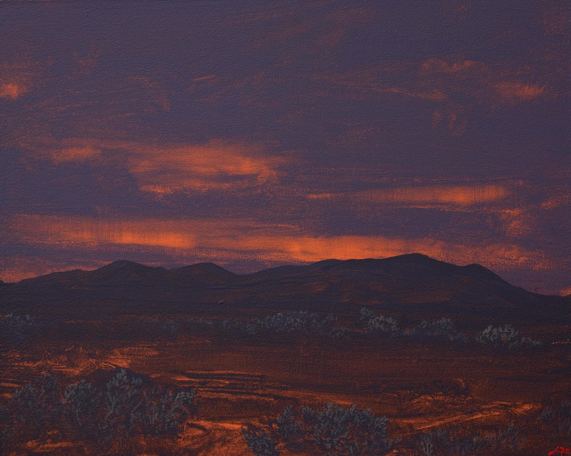 Ortiz Series 3, No.10 - 8" x 10", Original Southwestern Landscape Painting in Handmade Frame