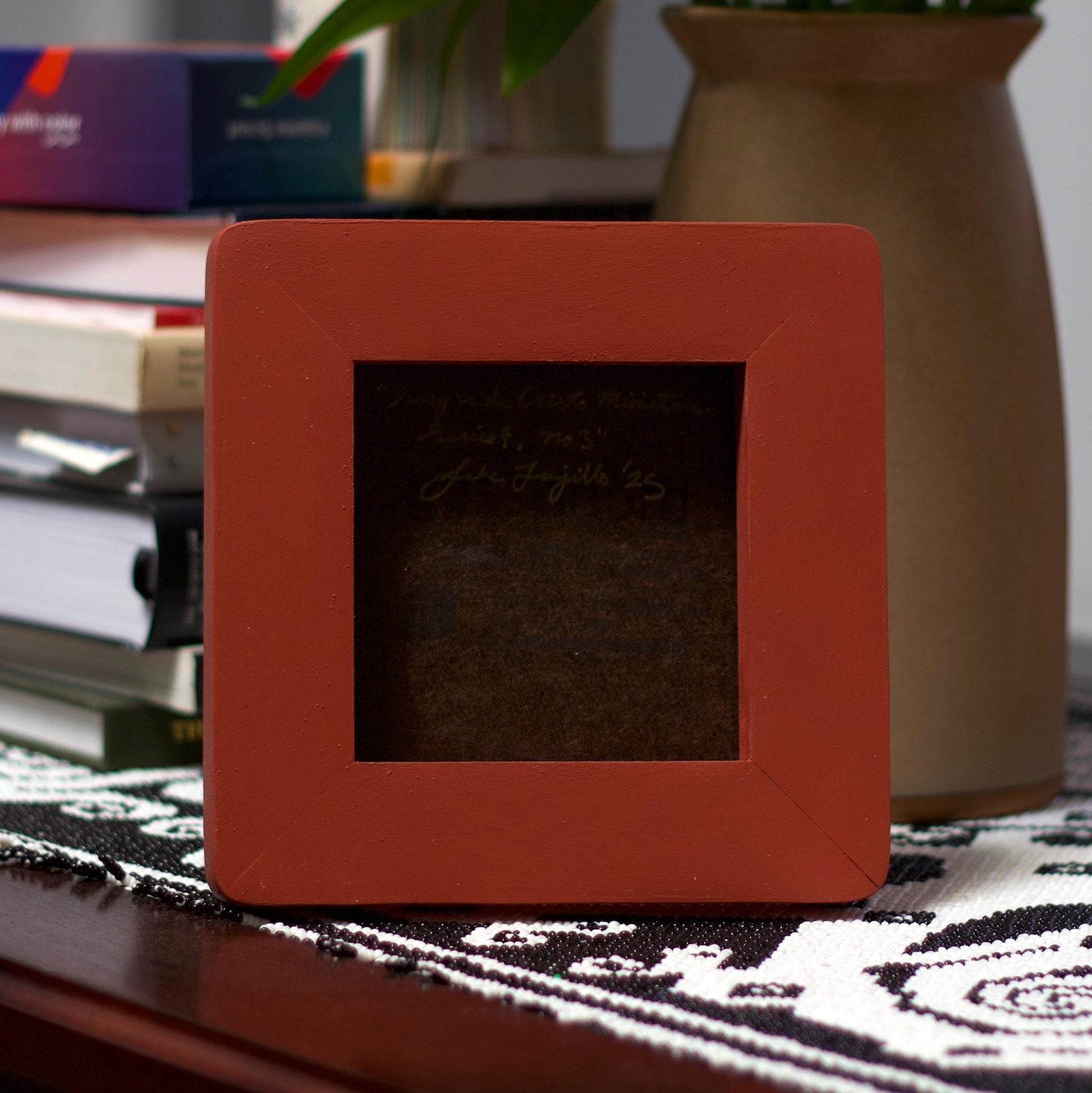 Sangre de Cristo Miniature Series 4, No.3 - 6" x 6", Original Southwestern Landscape Painting in Handmade Frame