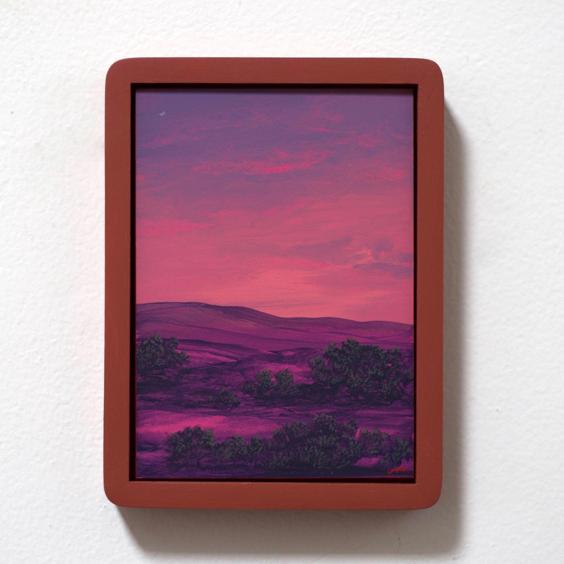 Nambé Badlands Miniature No.2 - 5" x 7", Original Southwestern Landscape Painting in Handmade Frame