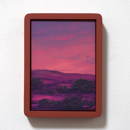 Nambé Badlands Miniature No.2 - 5" x 7", Original Southwestern Landscape Painting in Handmade Frame