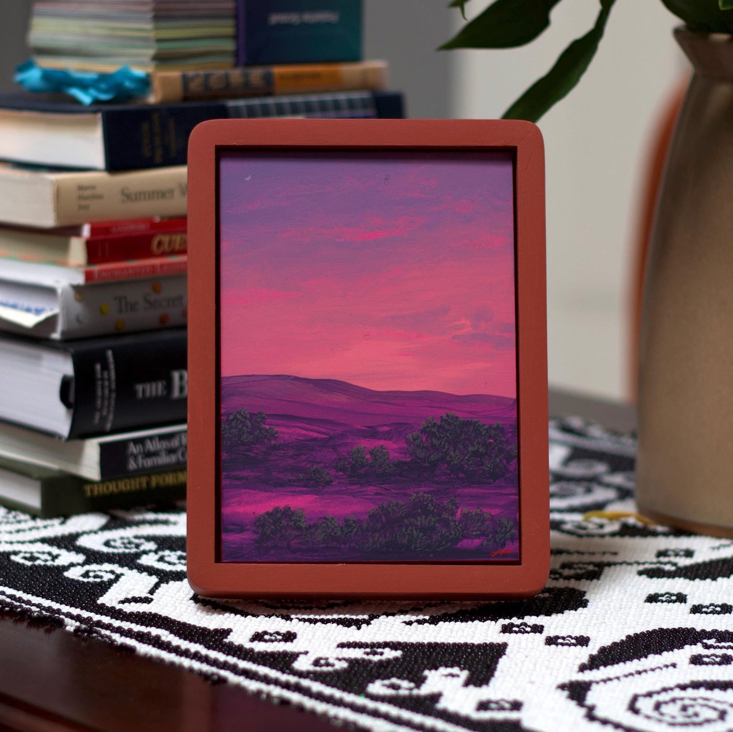 Nambé Badlands Miniature No.2 - 5" x 7", Original Southwestern Landscape Painting in Handmade Frame