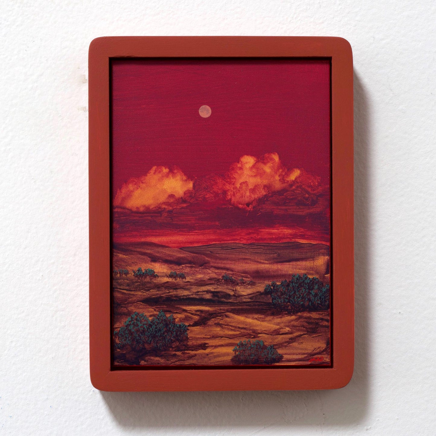 Nambé Badlands Miniature No.4 - 5" x 7", Original Southwestern Landscape Painting in Handmade Frame