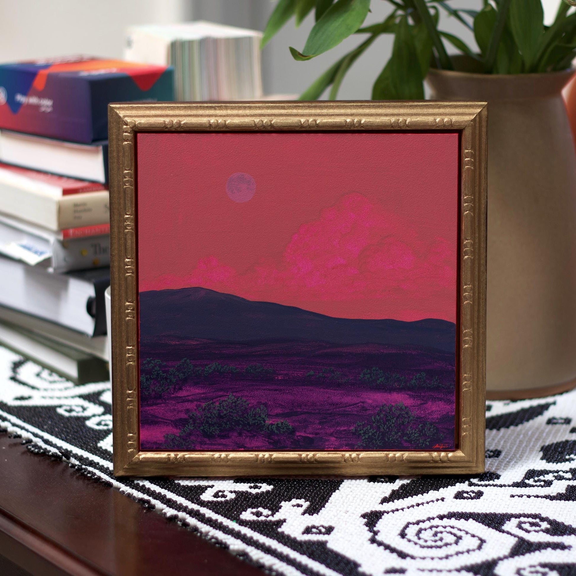 Sangre de Cristo Series 8, No.10 - 8" x 8", Original Southwestern Landscape Painting in Handmade Frame