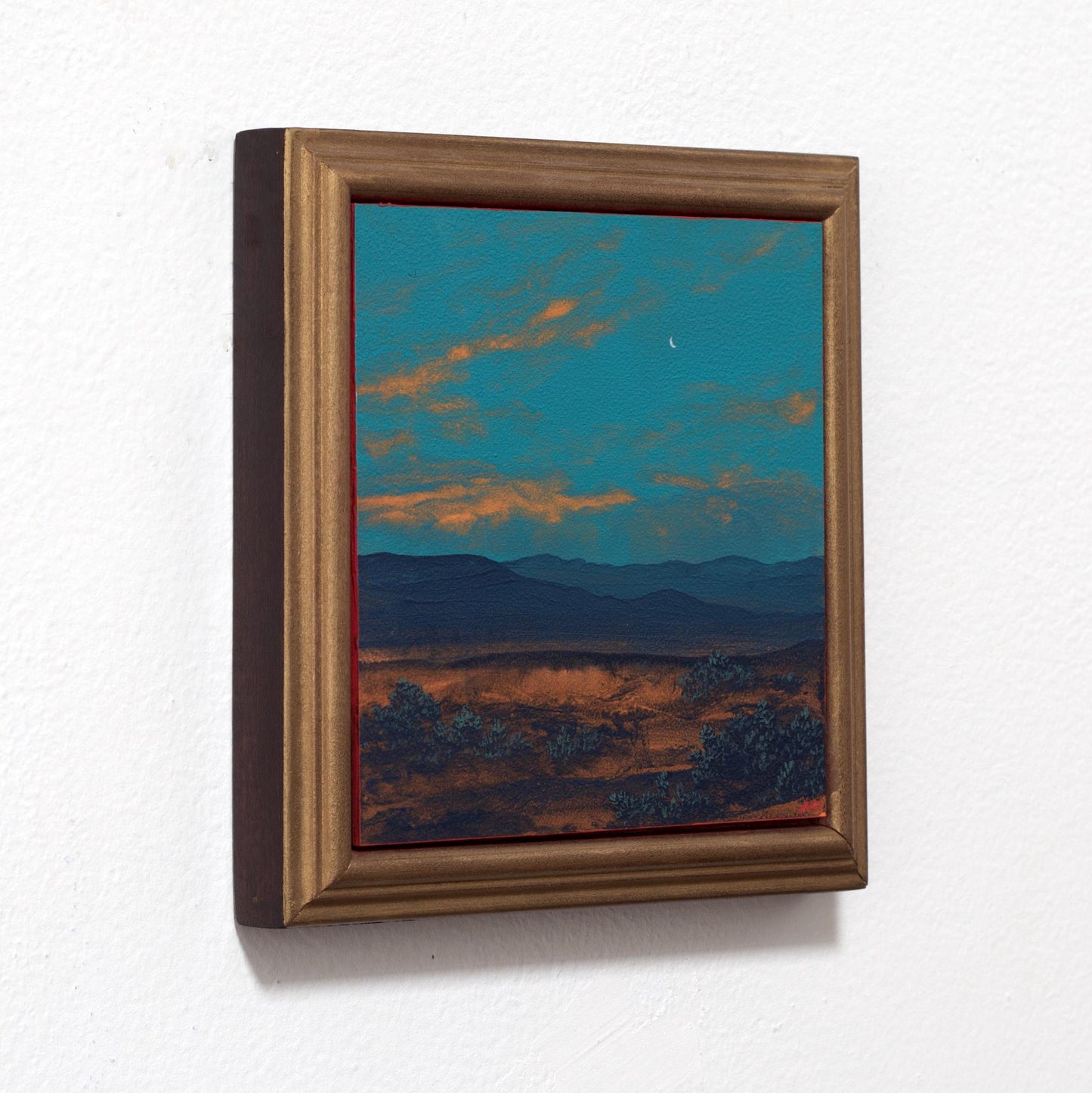 Jemez Miniature Series 4, No.5 - 6" x 6", Original Southwestern Landscape Painting in Handmade Frame