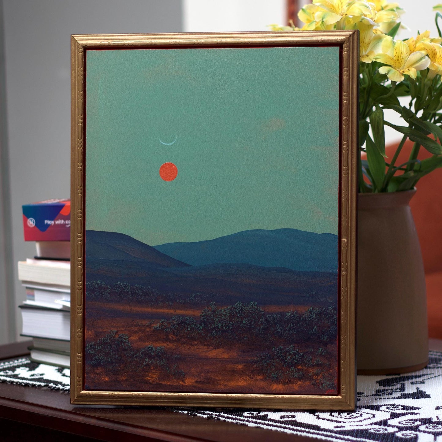 Tesuque No.7 - 12" x 16"- Southwestern Landscape Painting in Handmade Frame