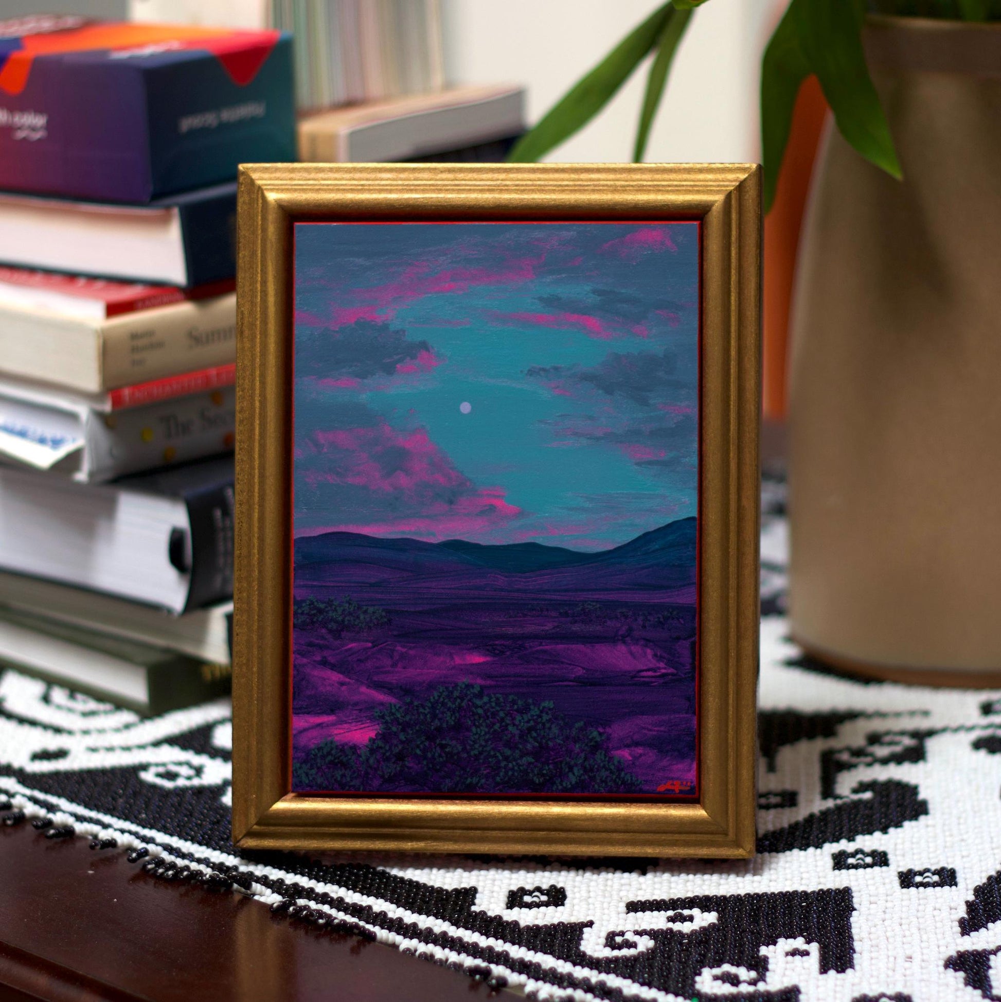 Jemez Miniature Series 4, No.6 - 5" x 7", Original Southwestern Landscape Painting in Handmade Frame