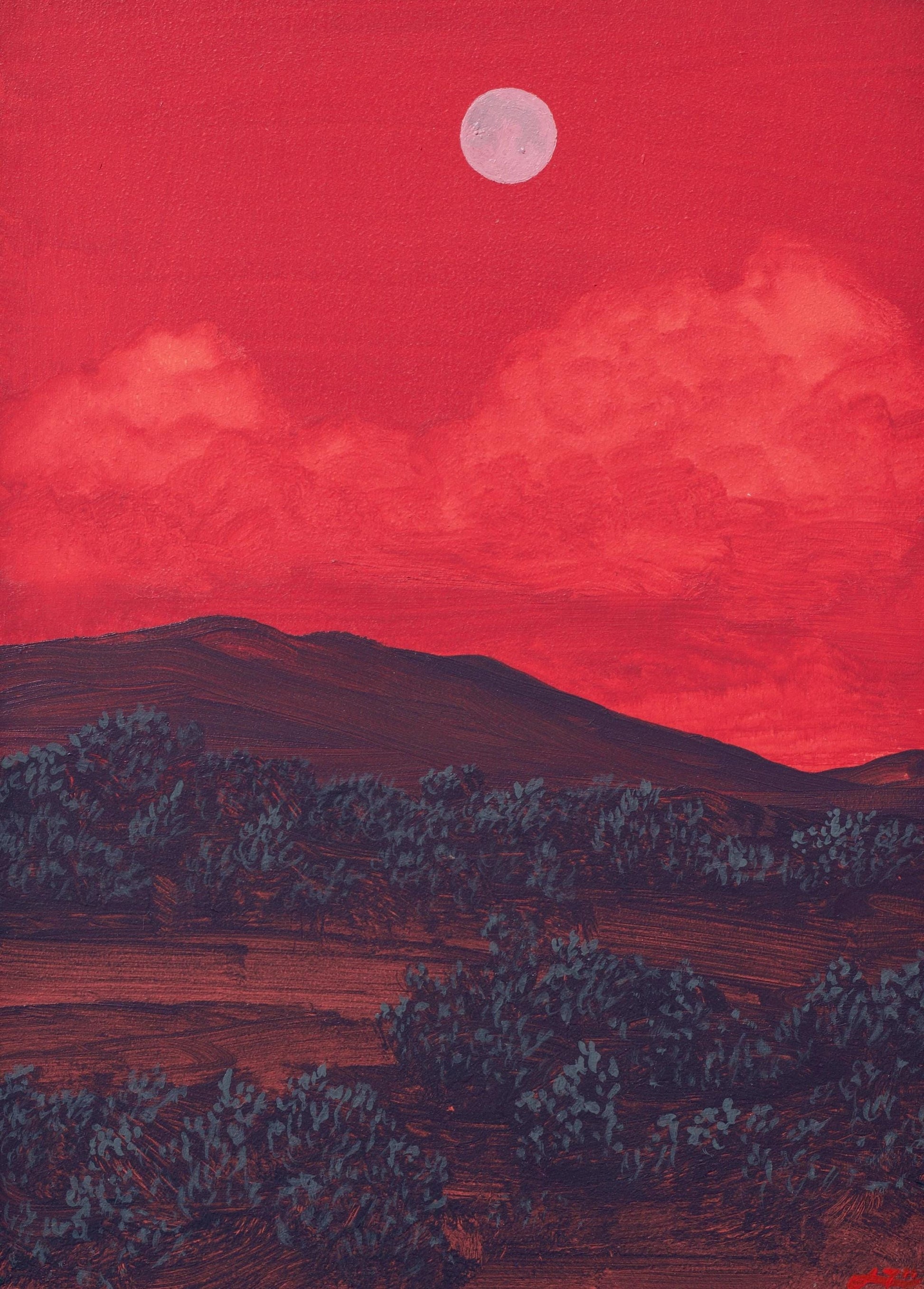 Sangre de Cristo Miniature Series 3, No.7 - 5" x 7", Original Southwestern Landscape Painting in Handmade Frame