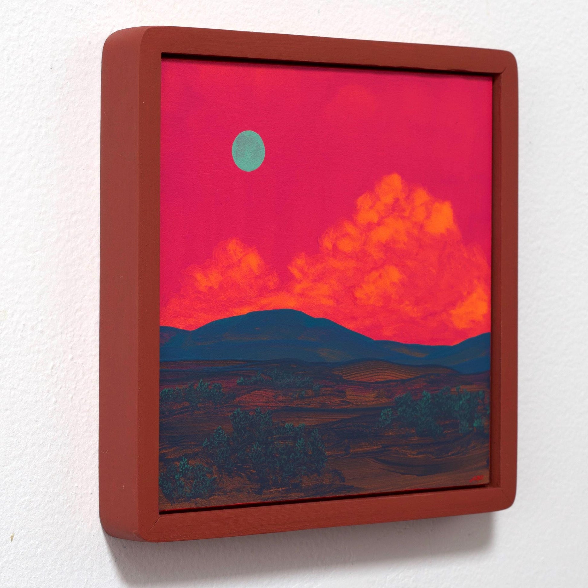 Sangre de Cristo Series 8, No.11 - 8" x 8", Original Southwestern Landscape Painting in Handmade Frame