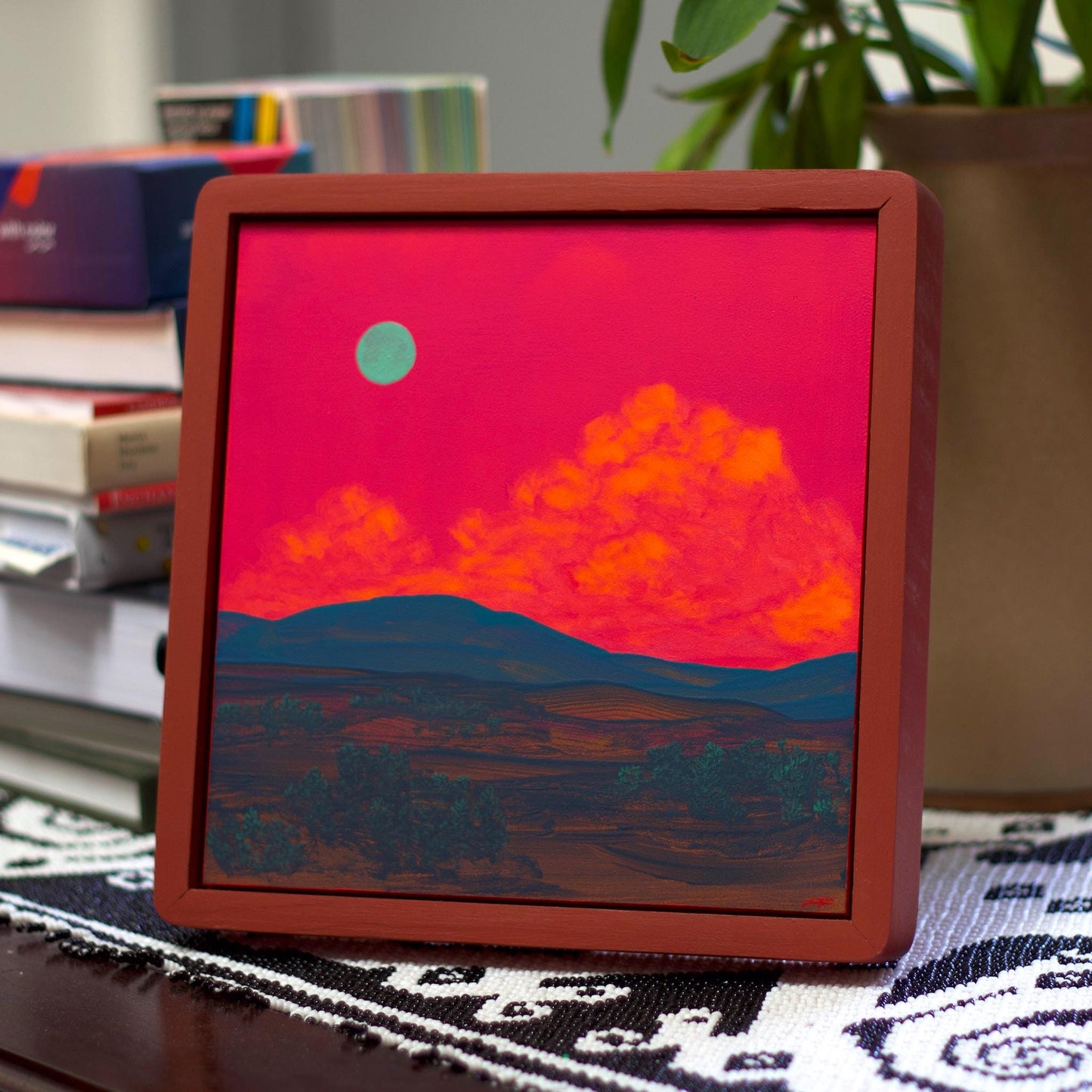 Sangre de Cristo Series 8, No.11 - 8" x 8", Original Southwestern Landscape Painting in Handmade Frame