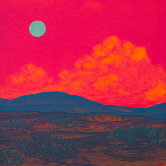 Sangre de Cristo Series 8, No.11 - 8" x 8", Original Southwestern Landscape Painting in Handmade Frame
