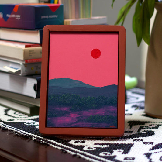 Sangre de Cristo Miniature Series 4, No.4 - 5" x 7", Original Southwestern Landscape Painting in Handmade Frame