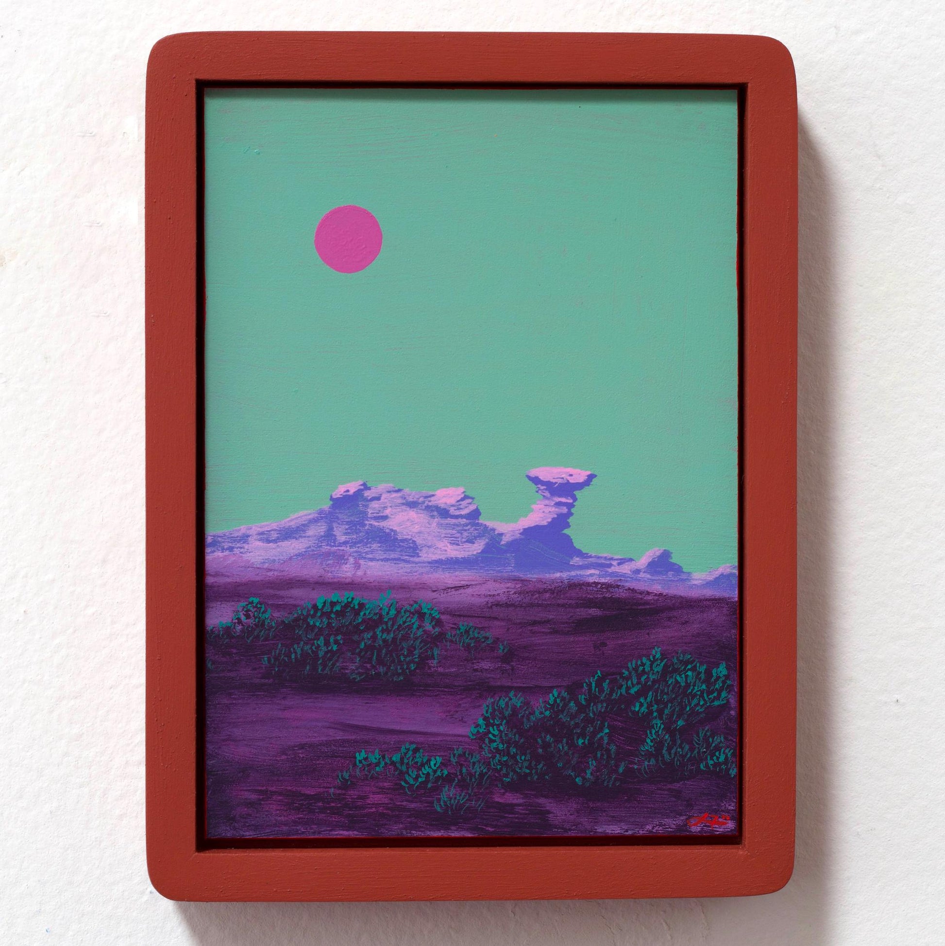 Camel Rock Miniature No.3 - 5" x 7", Original Southwestern Landscape Painting in Handmade Frame
