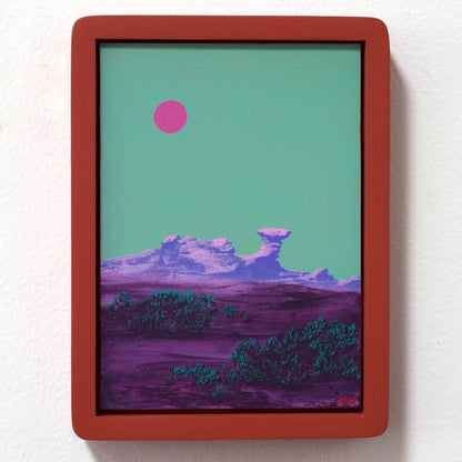 Camel Rock Miniature No.3 - 5" x 7", Original Southwestern Landscape Painting in Handmade Frame