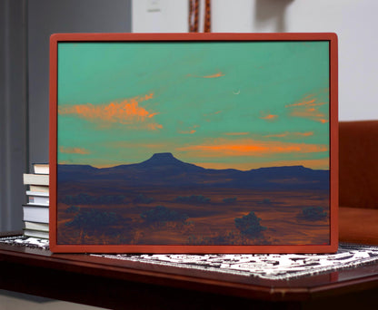 Abiquiú Series 4, No.10 - 18" x 24", Original Southwestern Landscape Painting in Handmade Frame