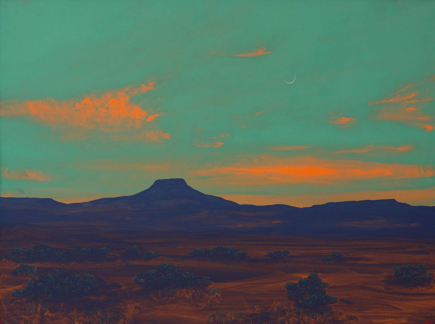 Abiquiú Series 4, No.10 - 18" x 24", Original Southwestern Landscape Painting in Handmade Frame