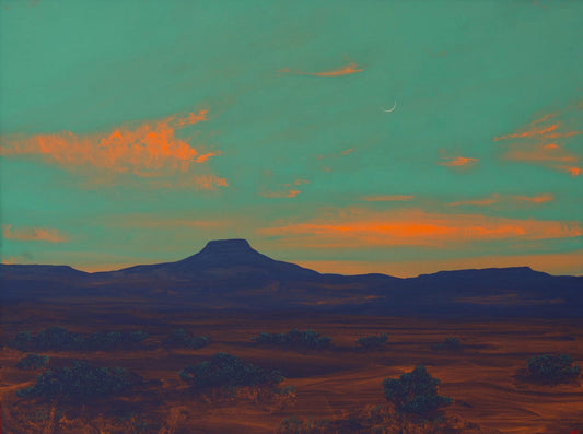 Abiquiú Series 4, No.10 - 18" x 24", Original Southwestern Landscape Painting in Handmade Frame