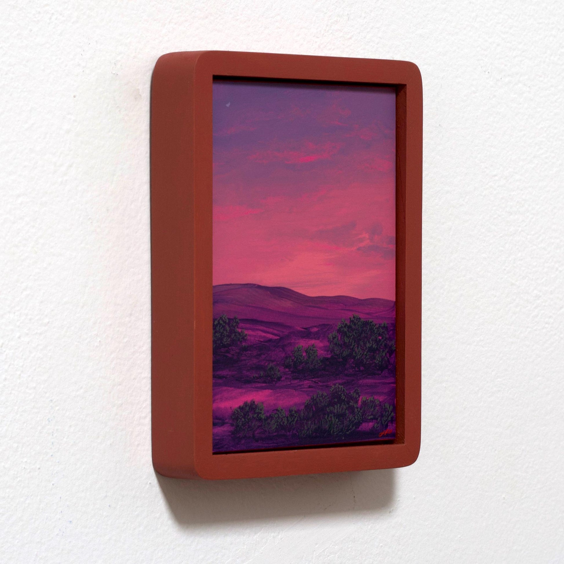 Nambé Badlands Miniature No.2 - 5" x 7", Original Southwestern Landscape Painting in Handmade Frame